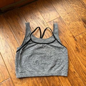 FABLETICS gray double layer midi length sports bra